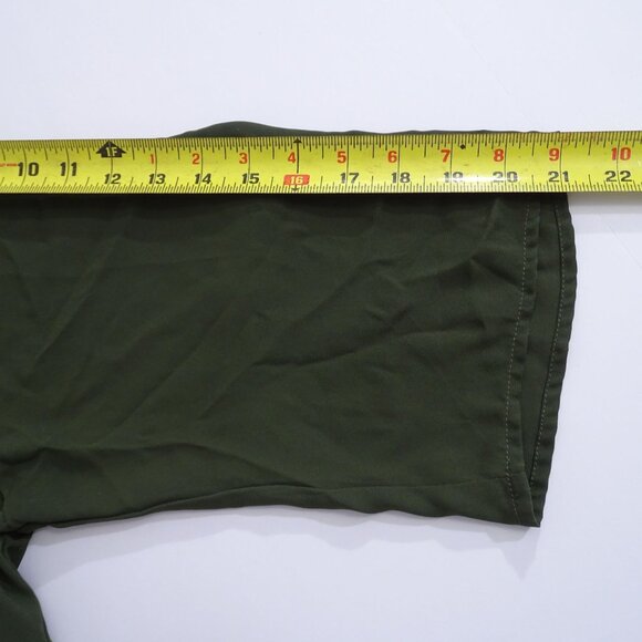 Wishful Park Green Popover Blouse Women Size XL Polyester Roll Tab Sleeve Pocket - Picture 9 of 10